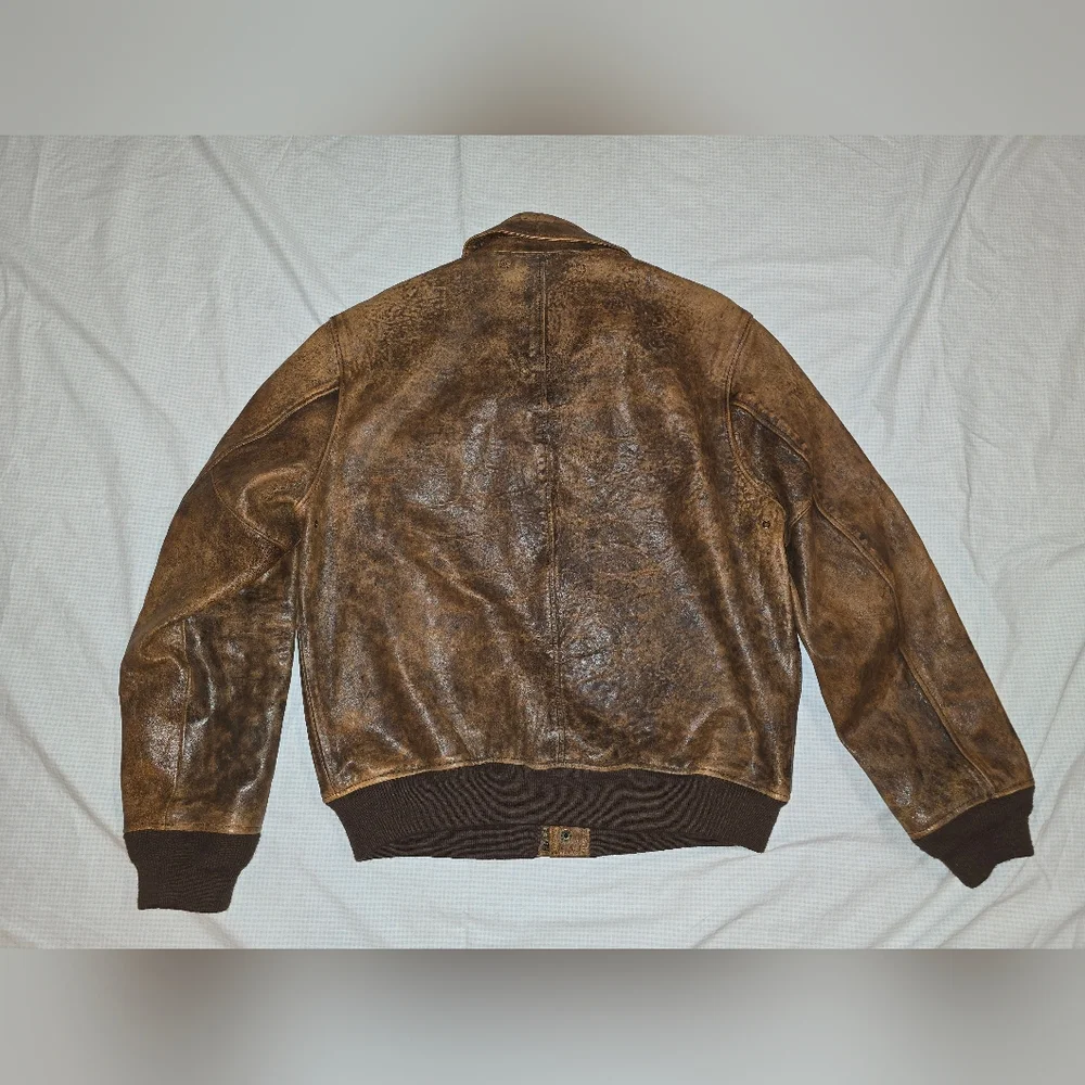 Polo Ralph Lauren Brown Leather Flight Jacket - Picture 4 of 5